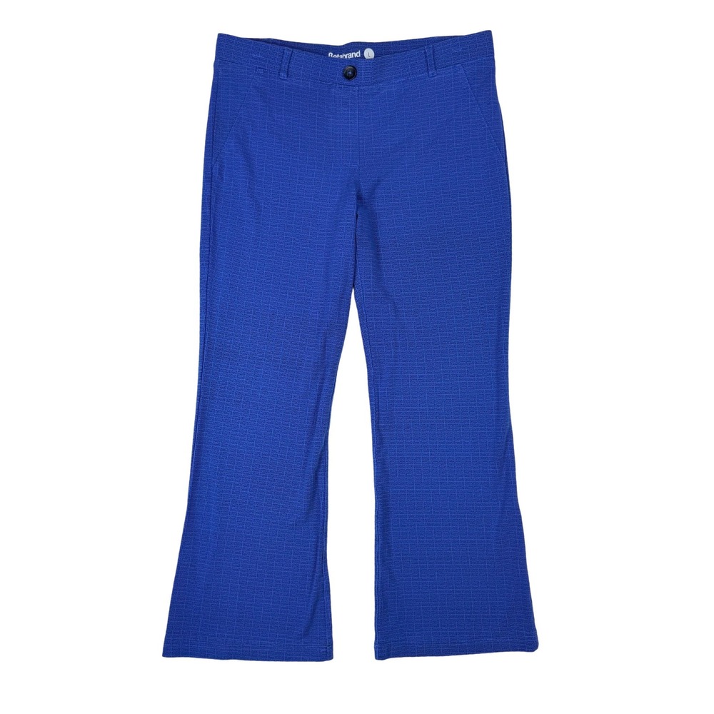 Betabrand Dress Pant Women L Blue Excellent Geometric Bootcut‎ W1553-IGLW